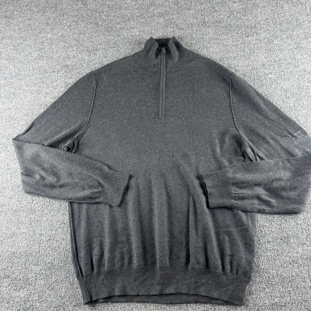 Banana Republic Sweater Mens L Gray 1/4 Zip Mock Neck‎ Silk Cashmere Knit